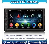 Doppio Din Android 14 Autoradio GPS Navi DAB+DSP 4G CarPlay Wifi FM DSP OBD2 USB
