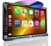 Doppio DIN Car Stereo con lettore CD/DVD, Apple CarPlay/Android Auto 7" Dual Din Radio con telecamera di backup, mirror link, Bluetooth, ricevitore radio AM FM, SWC, subwoofer, USB/TF/AUX..