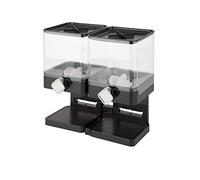 Doppio dispenser per cereali, in plastica, colore bianco/nero, per alimenti secchi, per conservare cereali, granola, avena, noci di riso, dolci a secco, croccanti e freschi.