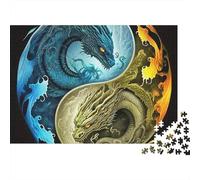 Doppio Drago Yin Yang Puzzle 1000 Pezzi Puzzle per Adulti Carta Gioco di Puzzle 1000 Pezzi Arredo Famiglia Regalo 52x38cm/1000pcs