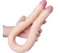 Doppio fallo XXL, classico, doppio piacere di penetrazione e stimolazione - prodotti di alta realtà per coppie lesbiche, morbidi falli anali in silicone e strumenti per la masturbazione(Flesh)