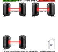 Doppio fascio Infrarossi Attivi Ester/Inter Sensore Allarme 3 Barriere 100/200MT