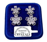 Doppio Fiore Orecchini da Donna pl. oro Bianco 18K con Cristalli Zirconi S74