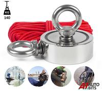 Doppio Forte Magnete Pesca Metallo Rilevatore 140kg Pull Forza Neodimio 20m Rope