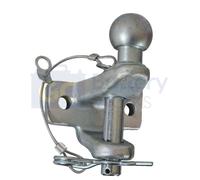 Doppio Gancio di Traino 50mm Sfera & 25mm Perno Resistente 3500kg Argento -
