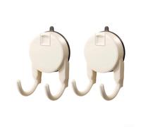 Doppio gancio in materiale ABS con ventosa resistente per uso interno solo su superfici pulite e lisce non porose (bianco)