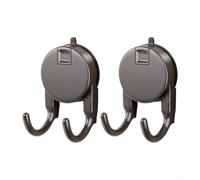 Doppio gancio in materiale ABS con ventosa resistente per uso interno solo su superfici pulite e lisce non porose (grigio)