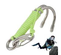 Doppio Gancio per Immersioni - Gancio in Acciaio per Immersioni sotterranee, Gancio per Immersione in Acciaio Inossidabile con Corda | Attrezzature di Sicurezza di Design, Corda di Sicurezza Fi