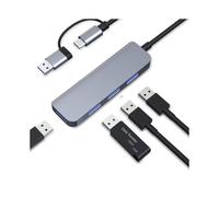 Doppio hub USB-C e USB-A con 1 porta USB 3.0 e 3 porte USB 2.0