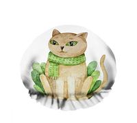 Doppio impermeabileCuffia da a da bagno Adorabile animale Gatto Indossare Sciarpa verde Sit Grasscluster Riutilizzabile Moda Cappello da a per donna Bellezza, BathHair Spa, Home Hotel Trav