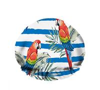 Doppio impermeabileCuffia da a da bagno Ara rossa Pappagalli Foglie di palma Striscia blu Riutilizzabile Moda Cappello da a per donna Bellezza, BathHair Spa, Home Hotel Travel Use
