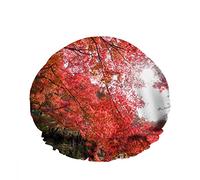 Doppio impermeabileCuffia da a da bagno Autunno Colorato Rosso Foglia d'acero Albero Incantevole Ramo Riutilizzabile Moda Cappello da a per le donne Bellezza, BathHair Spa, Home Hotel Trav