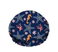 Doppio impermeabileCuffia da a da bagno Cavalluccio marino Stella marina Coralli Diversi simpatici organismi marini Cartone animato Riutilizzabile Moda Cappello da a per donna Bellezza, Ba