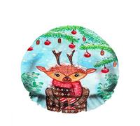 Doppio impermeabileCuffia da a da bagno Cervo marrone Sciarpa rossa Stand sotto gli alberi di Natale Cappello da a moda riutilizzabile per le donne Bellezza, BathHair Spa, Home Hotel Trave
