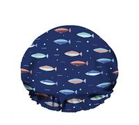 Doppio impermeabileCuffia da a da bagno Colorato cartone animato subacqueo Pesce Blu Oceano Punto Onda Riutilizzabile Moda Cappello da a per le donne Bellezza, BathHair Spa, Home Hotel Tra