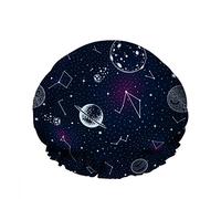 Doppio impermeabileCuffia da a da bagno Cosmos Pianeti Luna Stelle Universo Notte Astronomia Terra Riutilizzabile Moda Cappello da a per donna Bellezza, BathHair Spa, Home Hotel Travel Use