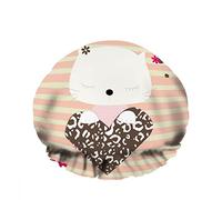 Doppio impermeabileCuffia da a da bagno Cute Cat Cartoon Heart Kitty Art Flower Line Riutilizzabile Fashion Shower Hat For Women Beauty, BathHair Spa, Home Hotel Travel Use
