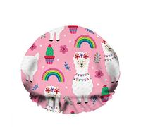 Doppio impermeabileCuffia da a da bagno Cute Llama Rainbow Alpaca Cartoon Flower Leaf Sorriso Riutilizzabile Fashion Shower Hat For Women Beauty, BathHair Spa, Home Hotel Travel Use