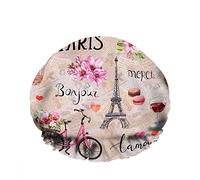 Doppio impermeabileCuffia da a da bagno Fiori Bicicletta Vino Amaretti Torre Palloncino Parole Parigi Riutilizzabile Moda Cappello da a per le donne Bellezza, BathHair Spa, Home Hotel Trav