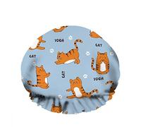 Doppio impermeabileCuffia da a da bagno Gatti divertenti Yoga Esercizio Atto Gatto Mano bianca Riutilizzabile Moda Cappello da a per donna Bellezza, BathHair Spa, Home Hotel Travel Use