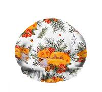 Doppio impermeabileCuffia da a da bagno gialla che dorme Foglie d'autunno Ramo di abete rosso Bacche Riutilizzabile Moda Cappello da a per donna Bellezza, BathHair Spa, Home Hotel Tr