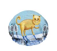 Doppio impermeabileCuffia da a da bagno Giallo Gatto Sorriso Passeggiate Neve Terra Albero Riutilizzabile Moda Cappello da a per le donne Bellezza, BathHair Spa, Home Hotel Travel