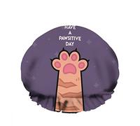 Doppio impermeabileCuffia da a da bagno Hold Up Cute Pet Paw Pawsitive Cat Sole Riutilizzabile Fashion Shower Hat For Women Beauty, BathHair Spa, Home Hotel Travel Use