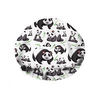 Doppio impermeabileCuffia da a da bagno Mammal Panda Bear Comportamento diverso che gioca Foglia di bambù Riutilizzabile Moda Cappello da a per le donne Bellezza, BathHair Spa, Home Hotel