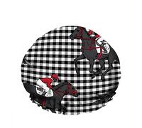Doppio impermeabileCuffia da a da bagno Nero Bianco Bellissimo cavaliere a cavallo che corre a scacchi Cartone animato Riutilizzabile Moda Cappello da a per le donne Bellezza, BathHair Spa
