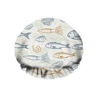Doppio impermeabileCuffia da a da bagno Organismo marino Pesce Conchiglia Foglia Gamberetti Salmone Cozze Riutilizzabile Moda Cappello da a Per le donne Bellezza, BathHair Spa, Home Hotel