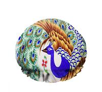 Doppio impermeabileCuffia da a da bagno Pavone Bellissimo pavone che si gode la bellezza Piume Fiori Colori Riutilizzabile Moda Cappello da a per le donne Bellezza, BathHair Spa, Home Hote