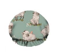 Doppio impermeabileCuffia da a da bagno Pecore carine Erba Cartone animato Animale Fiore colorato Riutilizzabile Moda Cappello da a Per le donne Bellezza, BathHair Spa, Home Hotel