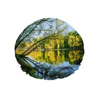 Doppio impermeabileCuffia da a da bagno Riflessione Alberi Acqua Bellissimo paesaggio lacustre Prateria Riutilizzabile Moda Cappello da a per le donne Bellezza, BathHair Spa, Home Hotel Tr