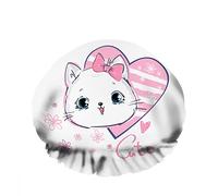 Doppio impermeabileCuffia da a da bagno Rosa Cute Cat Head Love Heart Smile Cartoon Riutilizzabile Fashion Shower Hat For Women Beauty, BathHair Spa, Home Hotel Travel Use