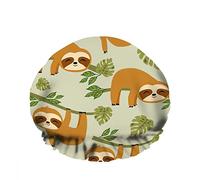 Doppio impermeabileCuffia da a da bagno Simpatici bradipi Ramo appeso Alberi Sorriso Giocando Foglia Riutilizzabile Moda Cappello da a per le donne Bellezza, BathHair Spa, Home Hotel Trave