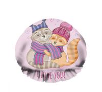 Doppio impermeabileCuffia da a da bagno Simpatico animale Amore Procione Sciarpa Cuore Abbraccio Cartone animato Riutilizzabile Moda Cappello da a per donna Bellezza, BathHair Spa, Home Ho