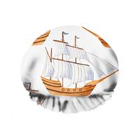 Doppio impermeabileCuffia da a da bagno Simpatico cartone animato Veliero Bianco Barca da trasporto Vento Riutilizzabile Moda Cappello da a per donna Bellezza, BathHair Spa, Home Hotel Tra