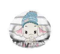 Doppio impermeabileCuffia da a da bagno Simpatico elefante Cartoon Map Funny Animal Baby Bianco Riutilizzabile Fashion Shower Hat For Women Beauty, BathHair Spa, Home Hotel Travel Use