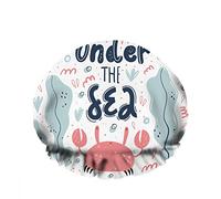 Doppio impermeabileCuffia da a da bagno Simpatico granchio Slogan Alghe Cartone animato Mar rosso Divertimento Riutilizzabile Moda Cappello da a per donna Bellezza, BathHair Spa, Home Hote