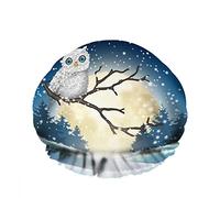 Doppio impermeabileCuffia da a da bagno Simpatico gufo bianco Ramo secco Shinny Luna di Natale Riutilizzabile Moda Cappello da a per donna Bellezza, BathHair Spa, Home Hotel Travel Use