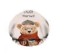 Doppio impermeabileCuffia da a da bagno Slogan Orso Bambola Tazza da caffè Occhiali Cappello da ciam Riutilizzabile Moda Cappello da a per donna Bellezza, BathHair Spa, Home Hotel Tra