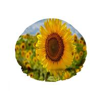 Doppio impermeabileCuffia da a da bagno sotto il cielo blu Bellissimo campo Girasoli gialli Riutilizzabile Moda Cappello da a per le donne Bellezza, BathHair Spa, Home Hotel Travel Use