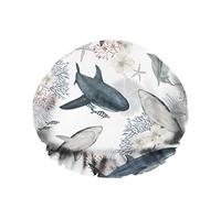 Doppio impermeabileCuffia da a da bagno Squalo Corallo Stella marina Fiori Pesce Blu Animale marino Riutilizzabile Moda Cappello da a per donna Bellezza, BathHair Spa, Home Hotel Travel Us