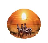 Doppio impermeabileCuffia da a da bagno Zebre africane Bellissimo tramonto arancione Prateria Cielo Riutilizzabile Moda Cappello da a per le donne Bellezza, BathHair Spa, Home Hotel