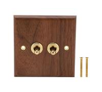 Doppio Interruttore a Levetta, Pannello a Parete in Noce Fatto a Mano con Accenti in Ottone, Interruttore Elettrico retrò 250 V 50Hz, Socket Vintage di Facile Installazione per