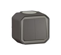 Doppio interruttore o va e arriva 3 funzioni LEGRAND impermeabile Plexo antracite 10A 250~ IP55 IK08 consegnato completo per sporgenza