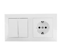Doppio interruttore versatile che combina funzionalità e design, ideale per il controllo efficiente di luce ed energia in qualsiasi spazio modernizzare la tua casa.
