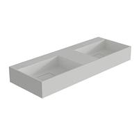Doppio lavabo sospeso TWG231 in pietra solida - bianco opaco - larghezza selezionabile, Larghezza lavabo:122 cm