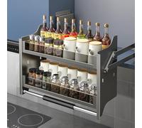 Doppio livello Se Rack nizer - Heavy Du Metal Pull Down Shelf per cucina superiore armadio porta aperta mensola Se Basket Gris 56 x 28 x 54 cm - Massimizza lo spazio e accessibili
