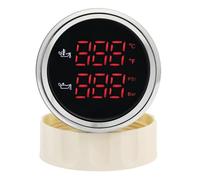 Doppio manometro digitale for auto da 52 mm, misuratore temperatura olio + misuratore pressione olio con sensore di allarme, 50-150 ℃, 0-10 BAR LED rosso, verde Universale(Red LED BS)